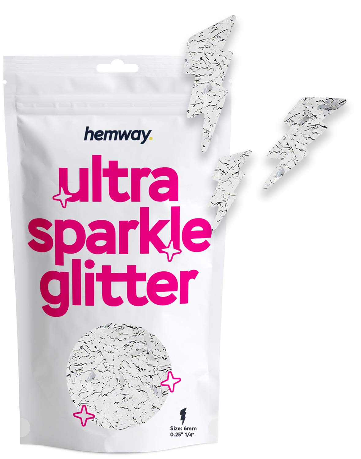Hemway Ultra Sparkle Glitter Lightning Shape, 50g, Silver
