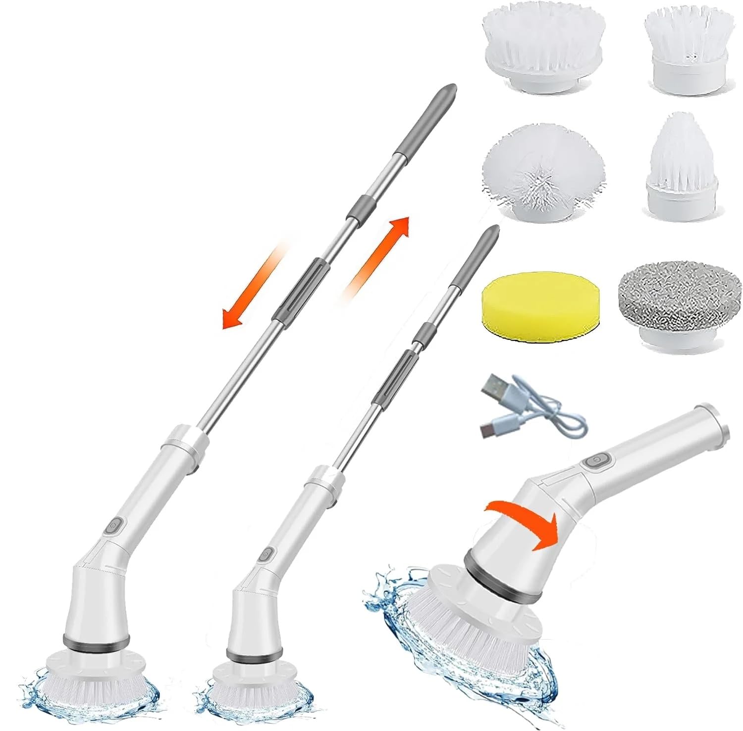 Electric Rotating Scrubbers, Waterproof Rechargeable Electric Cleaning Brushes