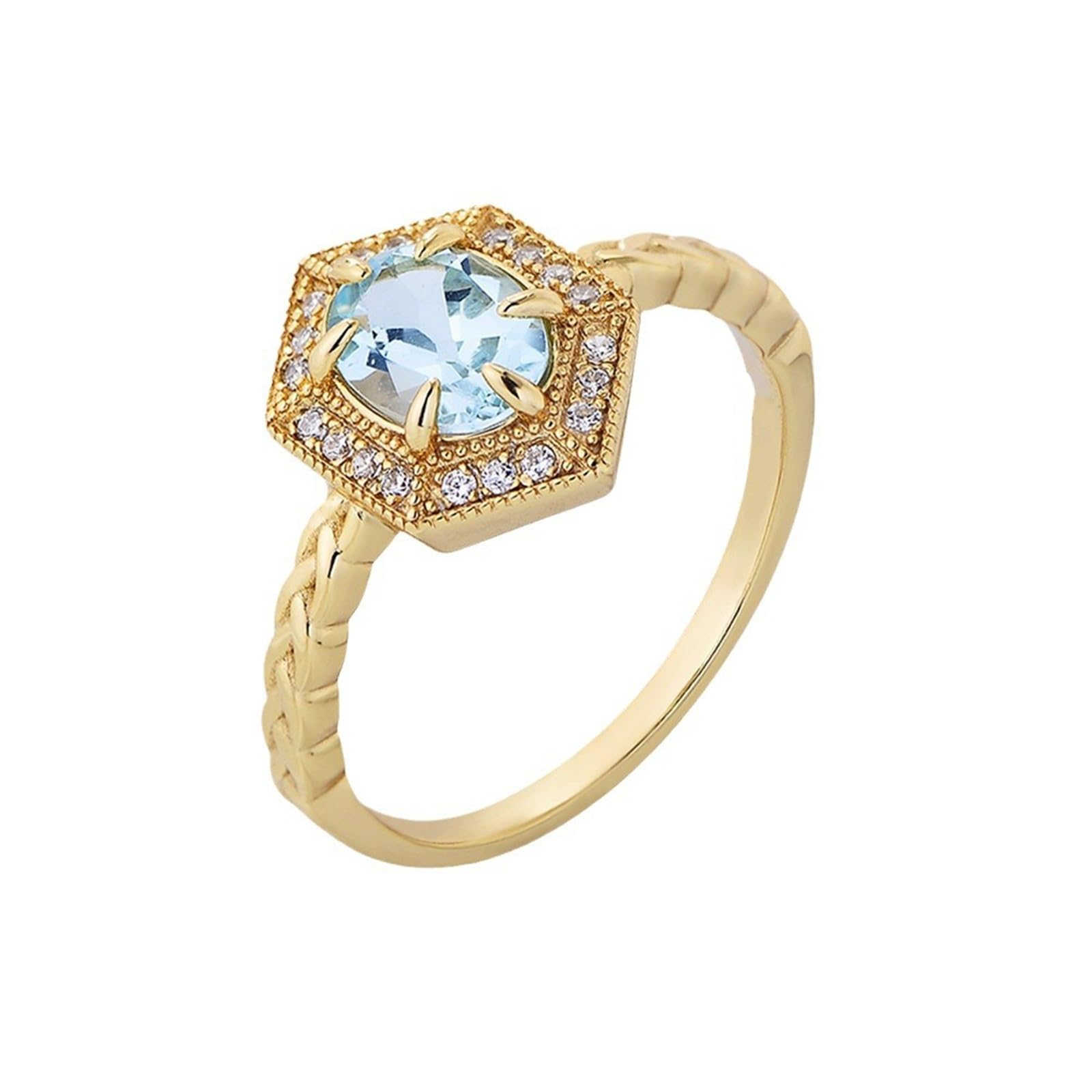 Bague pour femme en or jaune 9 carats avec topaze