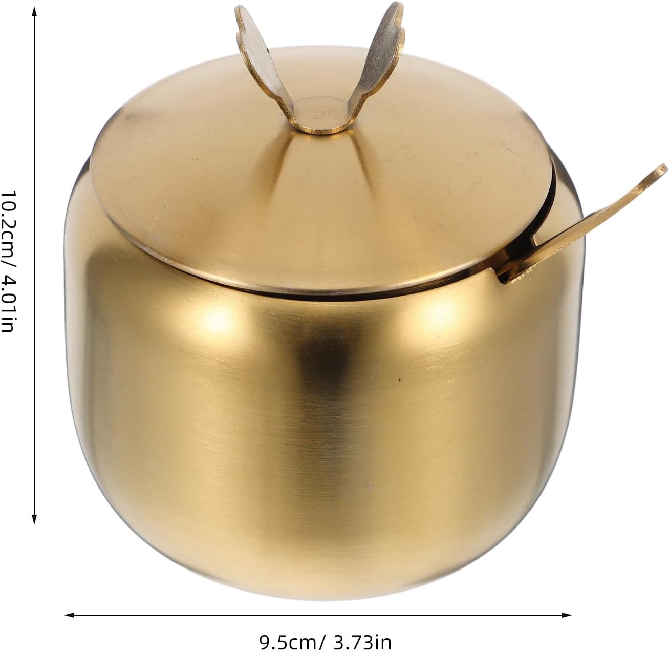 Healifty Stainless Steel Sugar Bowl Spice Jar Storage Seasoning Pot with Lid Spoon Coffee Seasoning Jar Condiment Pot Spice Container Canister Cruet Golden