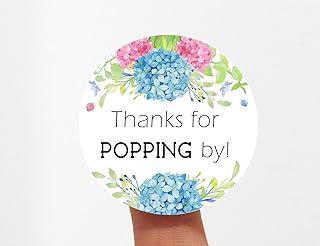 ZLKAPT 120pcs Thanks for Popping by Stickers, Floral Thanks for Celebrating with Us Stickers Baby Shower Party Favors 1.6'' Thank you Sticker Labels