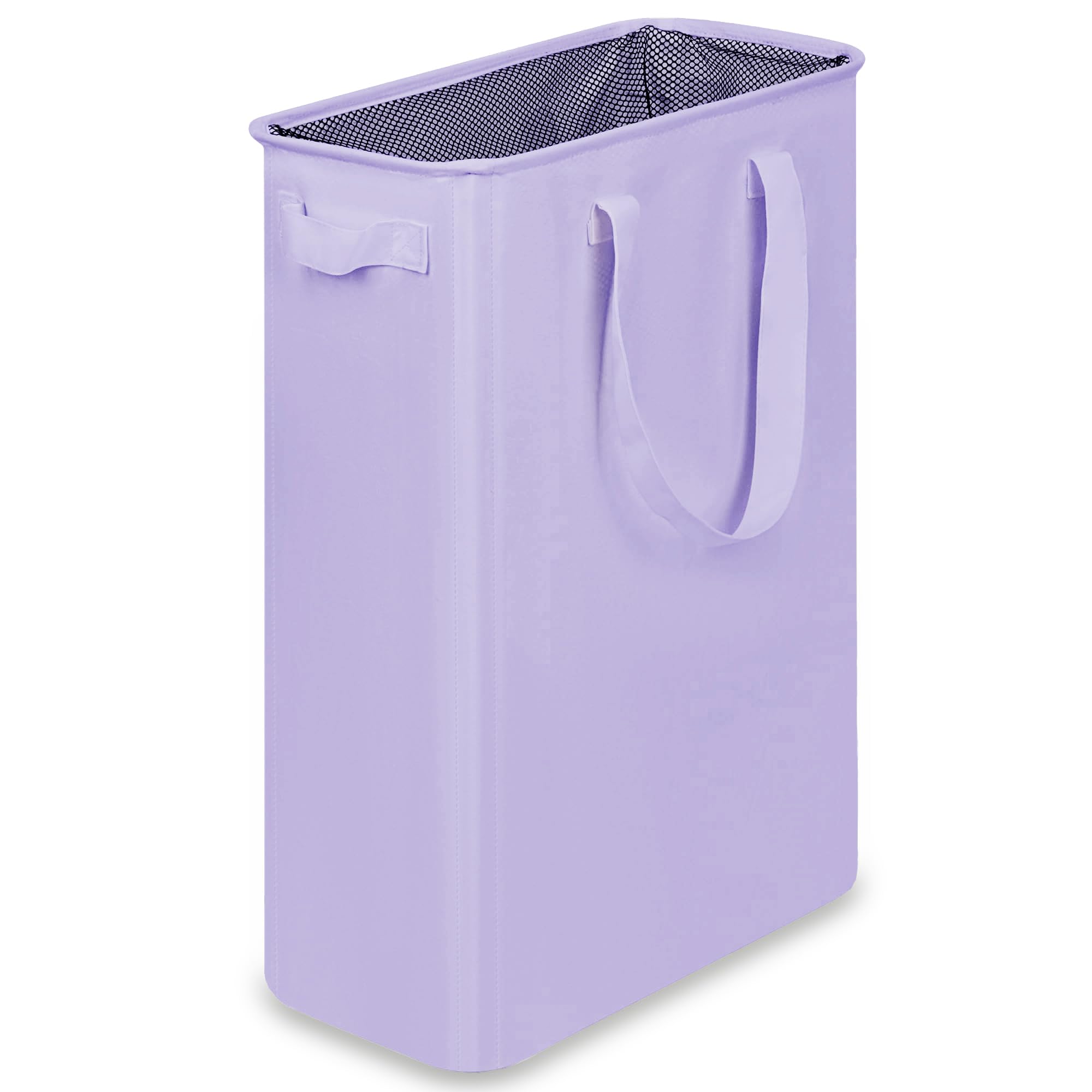 efluky Slim Laundry Basket, Narrow Laundry Hamper with Handles, Collapsible Dirty Clothes Hamper, Tall Laundry Bin for Laundry Room, Dorm and Bedroom, 12.7 Gallons(48L) Light Purple
