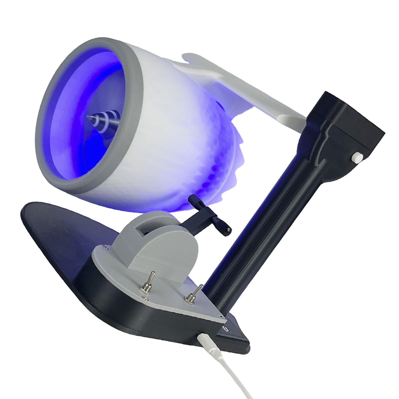 Eujgoov Wentylator Biurkowy USB 2 w 1 Przenośny Wentylator Biurkowy z Nadrukiem 3D z PLA i regulowaną prędkością Nawilżacz Efekt świetlny 50 Ml do Domu, Sypialni, Biura, Użytku w Porze Suchej (BLUE)
