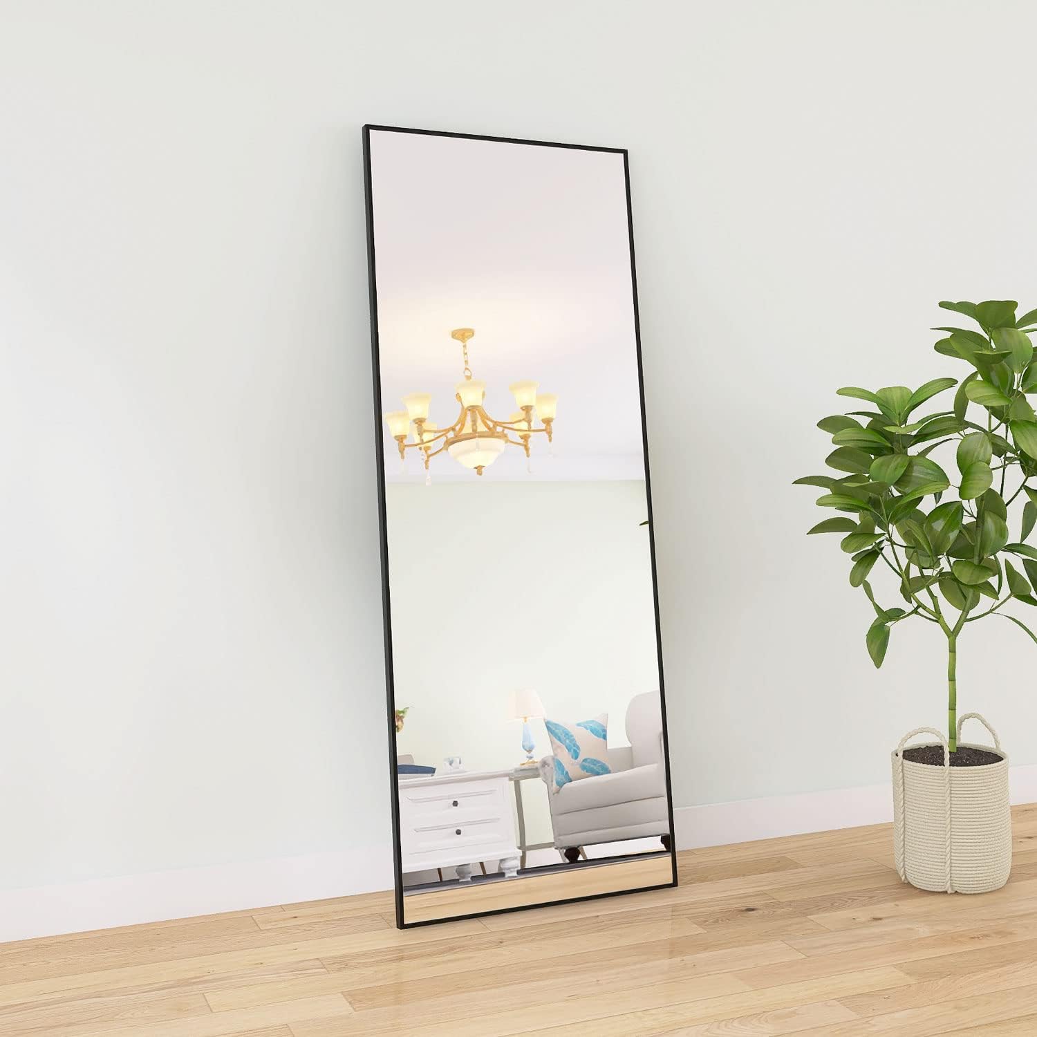 Miroir Intégral Suspendu SONGMICS 120x40 Cm - Cadre Aluminium Doré Clair