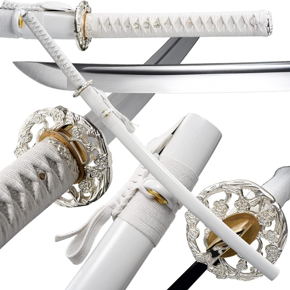 Traditional Heat/Clay Tempered Hand Forged Katana Sword | Real 1060/1095 T10 High Carbon Steel Sharp Full Tang Katanas | Practical Authentic Japanese Samurai Swords