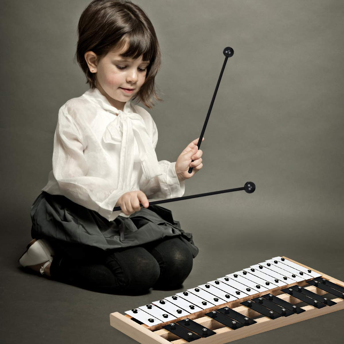 COSTWAY Xilofono 27 Note, Metallofono per Bambini, con 2 Mazzuole e Borsa, Strumento a Percussione a Mano per Bambini e Adulti
