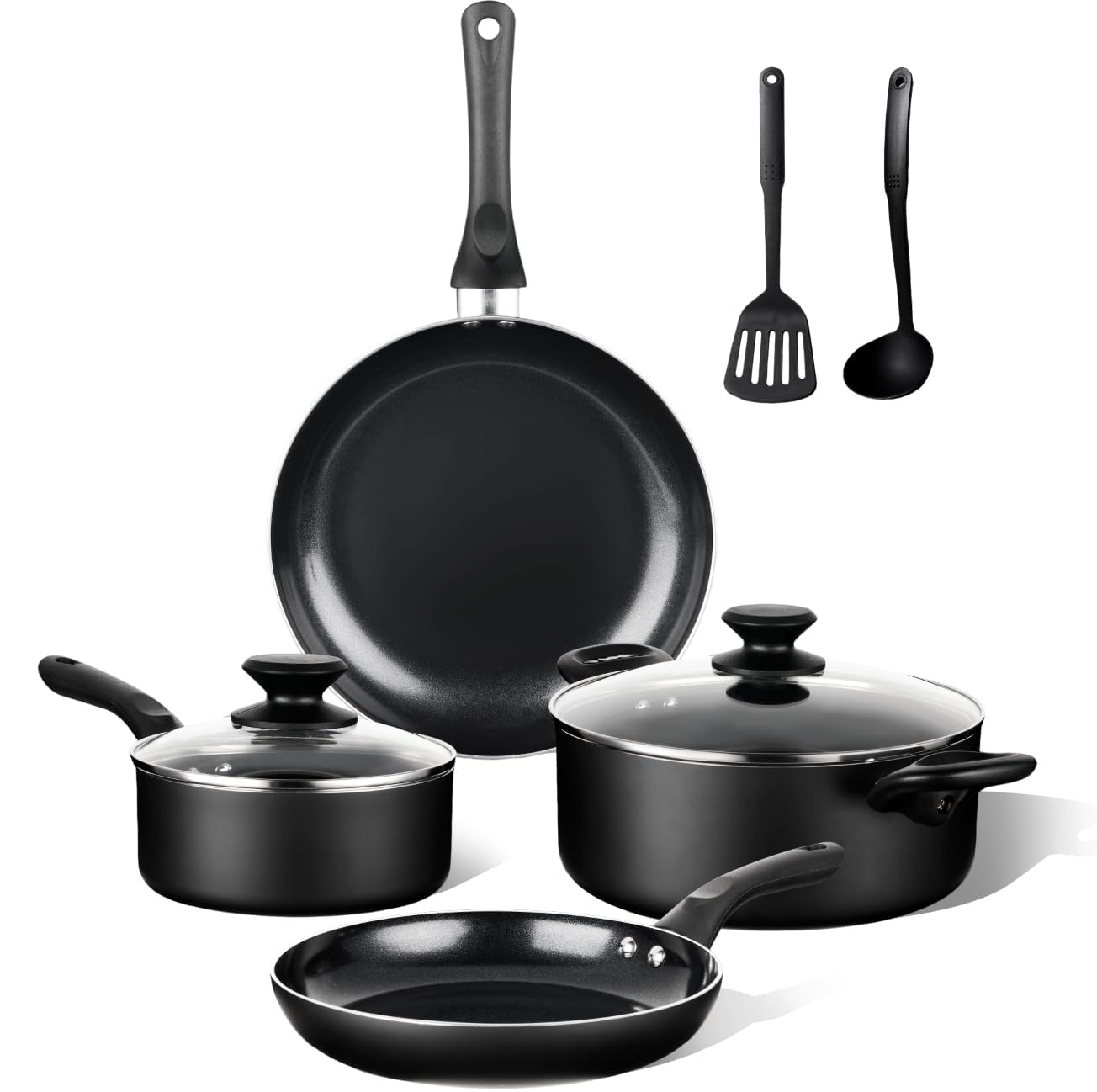 BECIGAR 8 Pcs Ceramic Pots and Pans Set