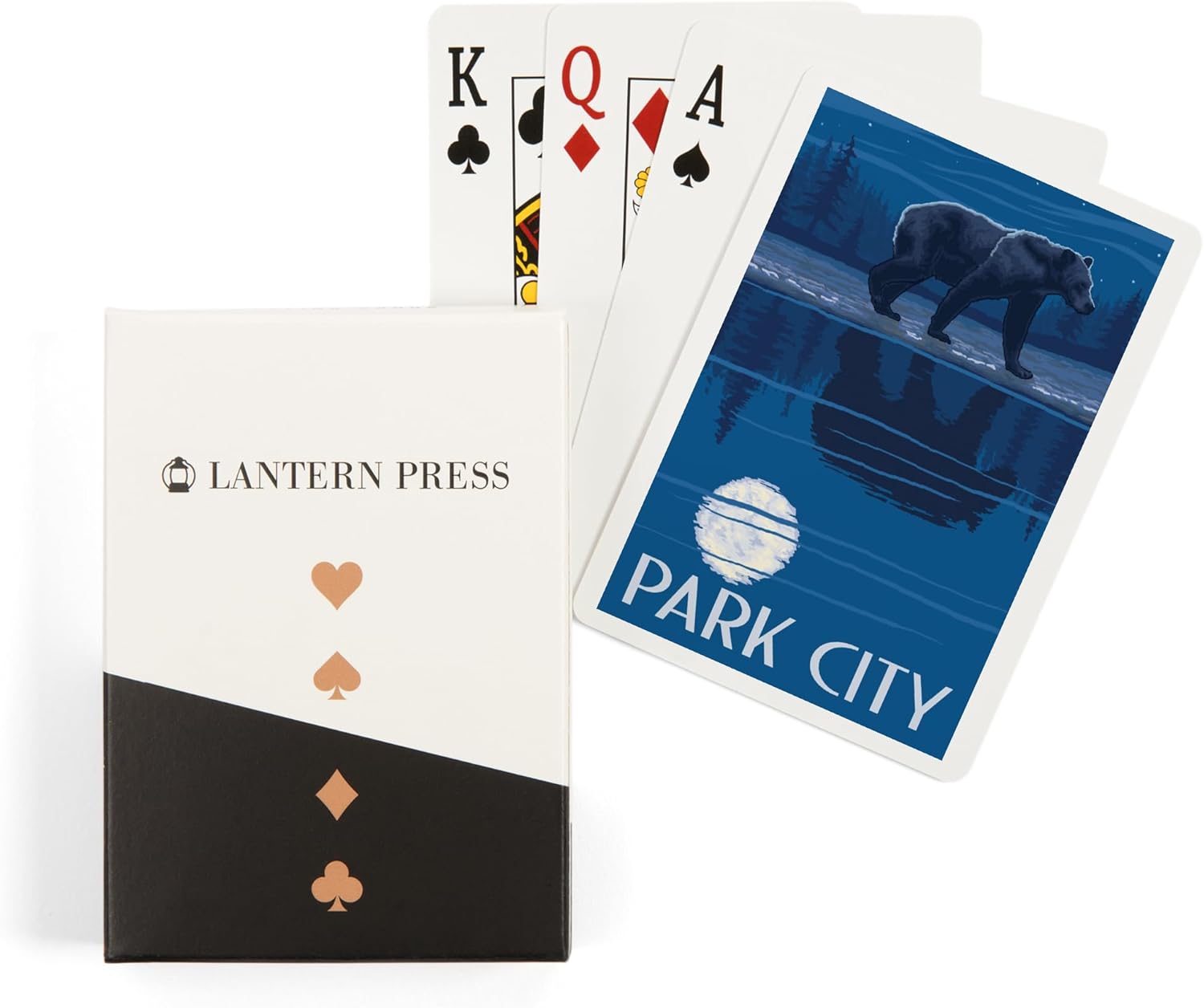 Lantern Press Park City, Bear in Moonlight, 52 Playing Cards for Adults, Poker Size Card Deck