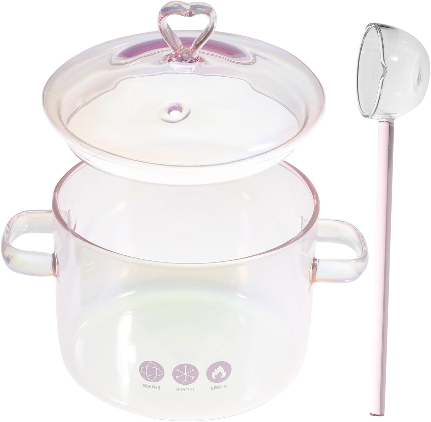 Ergonomic Handle Glass Stew Pot Heat and Cold Resistant Ramen Noodle Cooker Bowl Soup Pot Kitchen Cookware