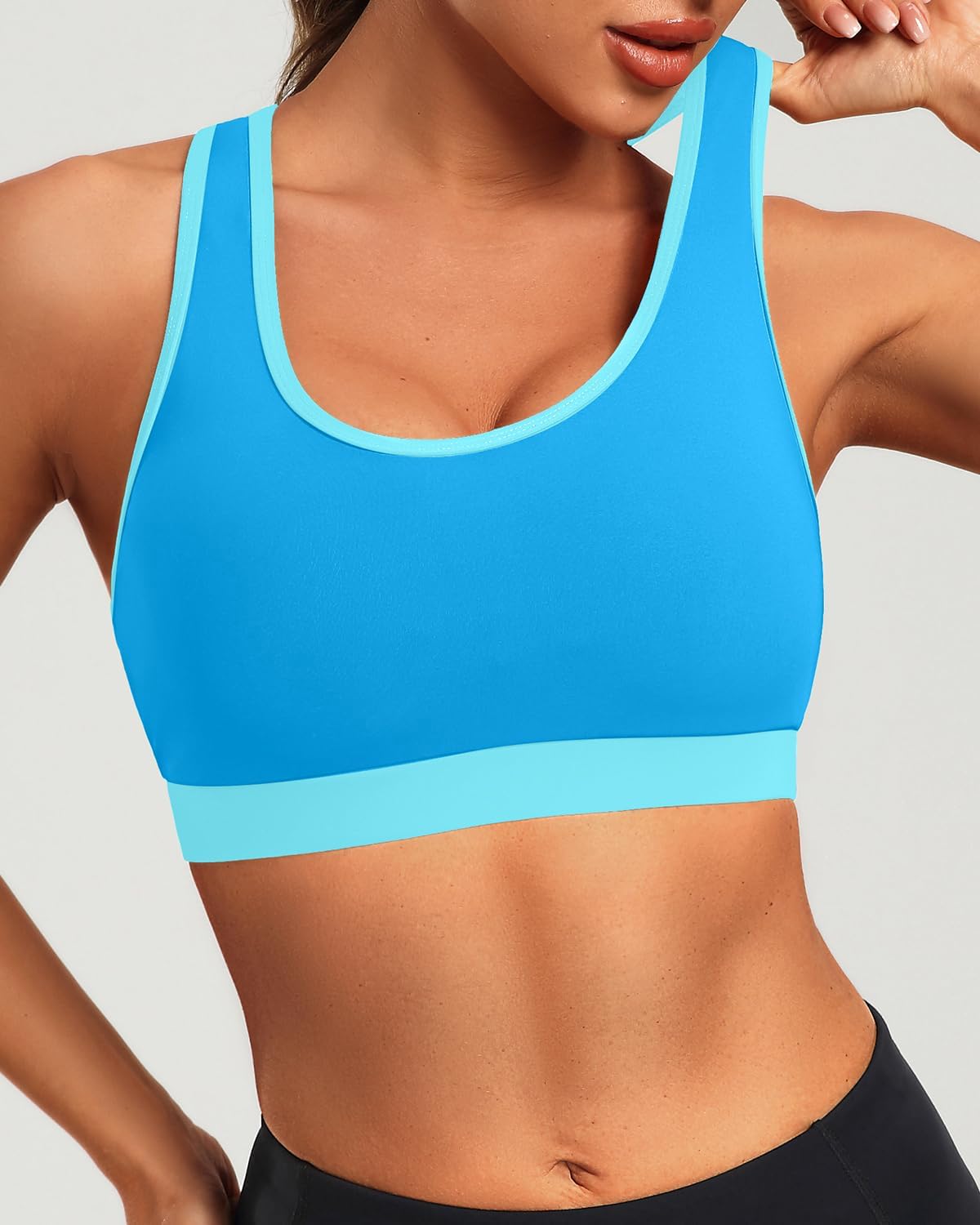 Holipick Women's Sports Bra Bikini Tops Racerback Swim Top Scoop Neck Bathing Suits Top Modest Padded Crop Tops Swimsuit Only - Image 4