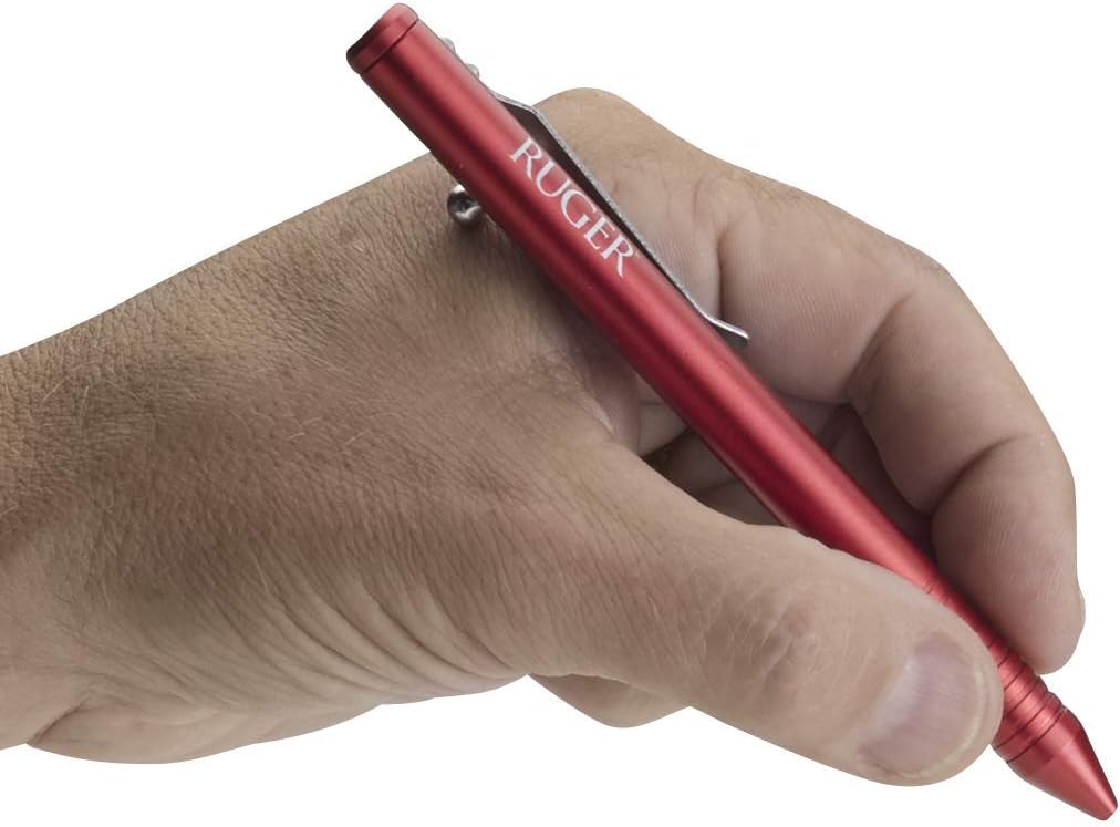 CRKT Ruger Bolt Action Pencil: Everyday Carry Pen, Red Anodized Aluminum, Schmidt Pencil System, Pocket Clip R3402