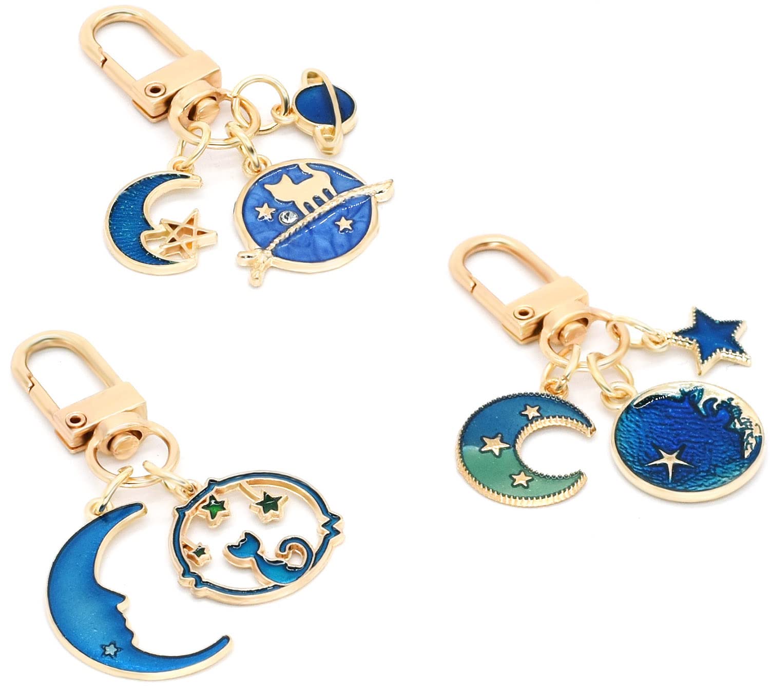 3 Pcs Planet Keychains for Women, Bag Charms Key Chain Car Key Ring Pendant for Purse , Handbag Bag , Earphone Case Decoration Accessories