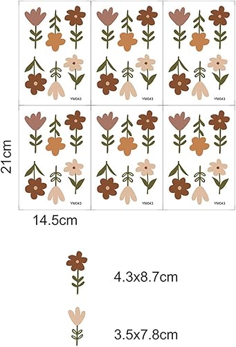 Miniatura 3 de Calcomanías de pared de flores bohemias, calcomanías de pared extraíbles para dormitorio de niñas, decoración de pared floral bohemia para