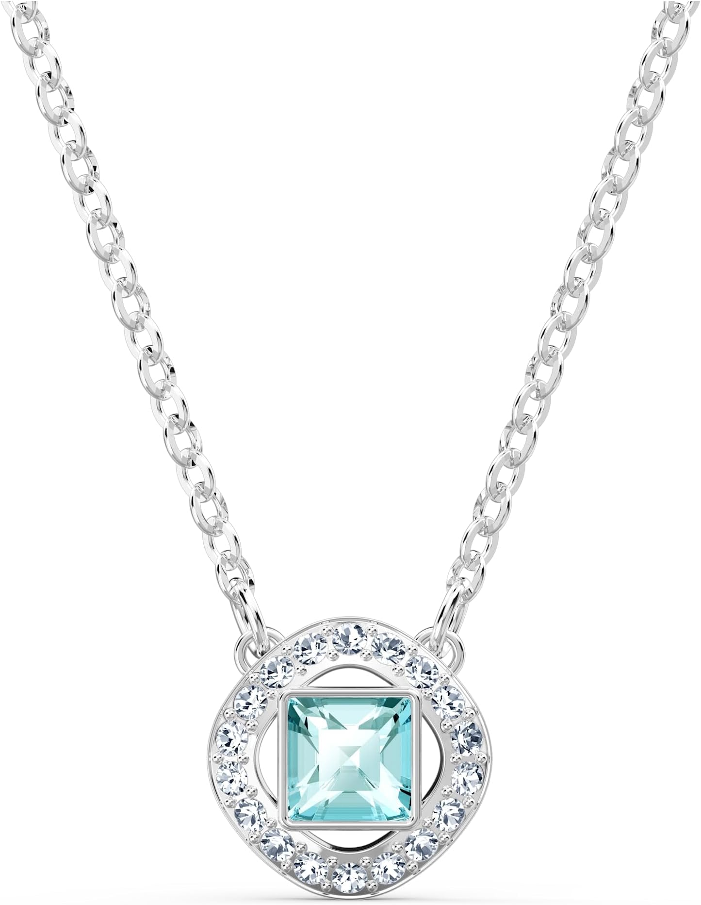 Swarovski Angelic Square Pendant Necklace, with Aqua and White Crystals