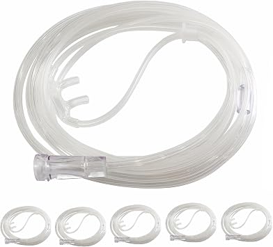 Adult Standard Nasal Cannula, 8.2 ft Cannula Nasal Tubing with Softer Nasal Plug Head for Oxygen, Kink Resistant Nasal Oxygen Cannula for Long-Term Use Patients 5 Pack