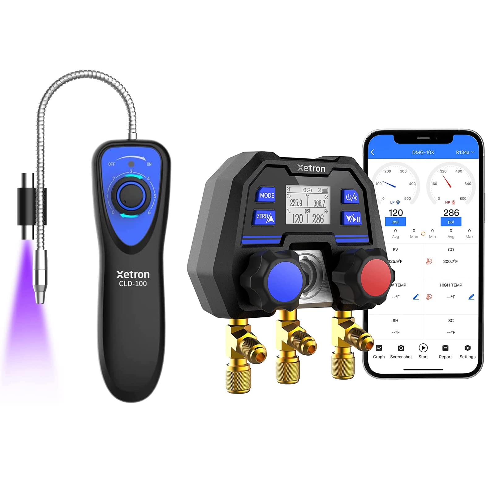 Xetron Cost-Effective HVAC Set Refrigerant Leak Detector Plus Digital Manifold