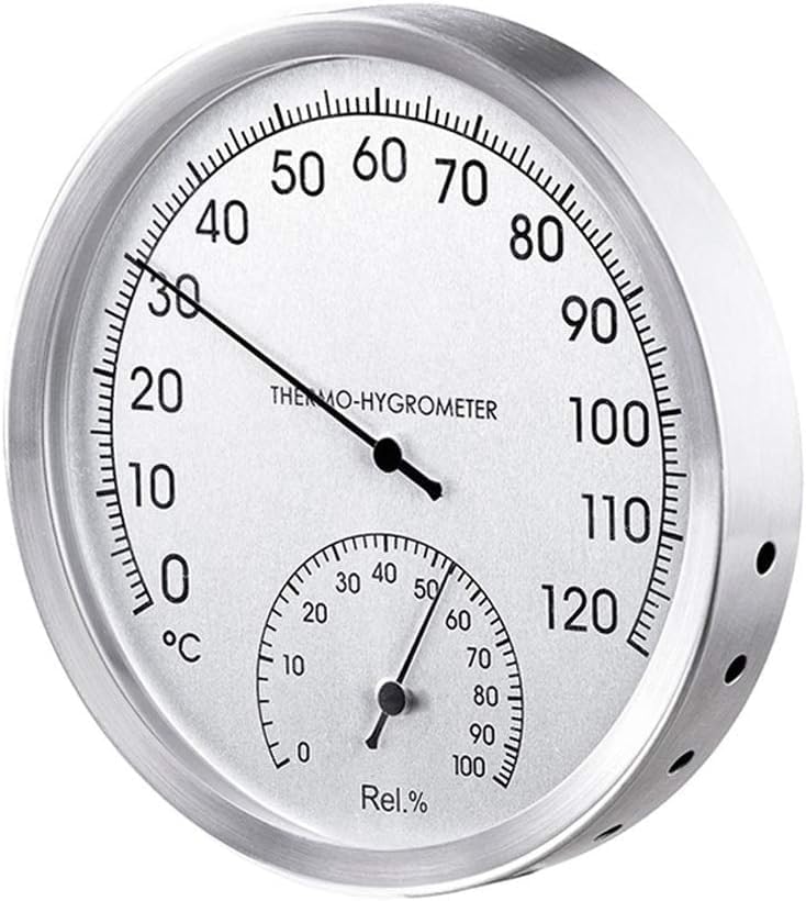 127mm 5" Thermometer Hygrometer Wall Hung Stainless Steel Indoor Outdoor Sauna Room Temperature Humidity Tester Monitor