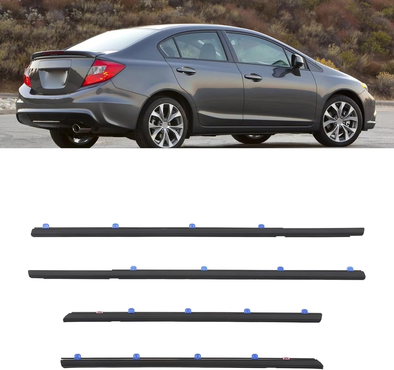 車の窓ガラスシールストリップ Compatible With Civic 2012 2013 2014 2015 車の窓用ゴム製ウェ 車外窓用ウェザー  ストリップ シトロエンエリゼ 2014 2015 2016 車のドアシールストリップステッカーウェザーストリップゴム Vuzmode  ウィンドウドアシール、シトロエン用 ... 車の窓ガラスシールストリップ Compatible With Civic Sedan 2012 2013 2014 2015に適合