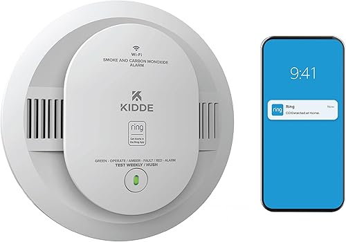 Miniatura 17 de Kidde Smart Smoke and Carbon Monoxide Detector, Ring App Enabled for Real-Time Notifications, Hardwired Alarm, AA Backup Battery