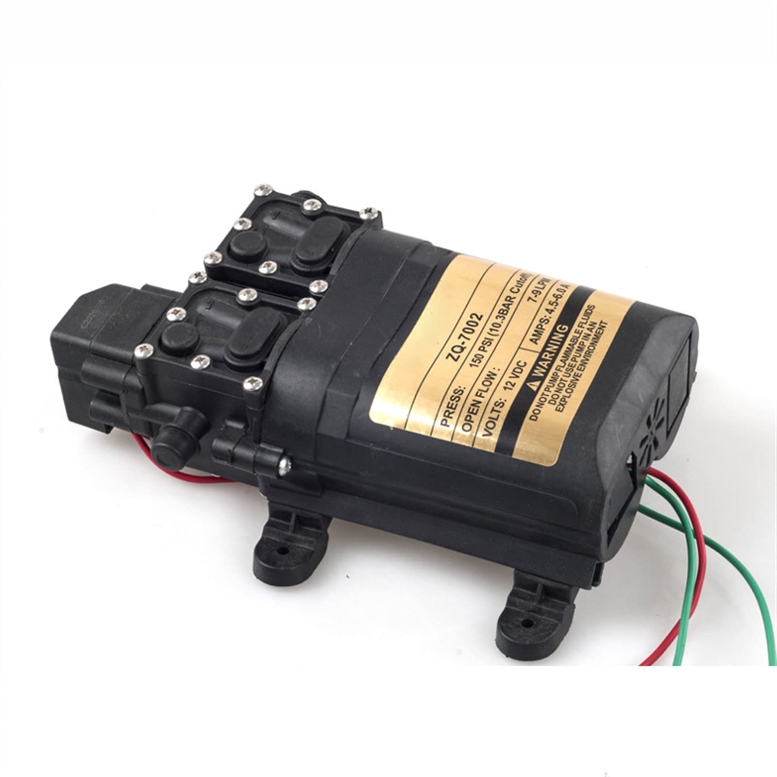 Bomba de agua portátil, sumergible, diafragma, 7-9 LPM, 150 PSI, 12 V CC, con presostato, autocebante