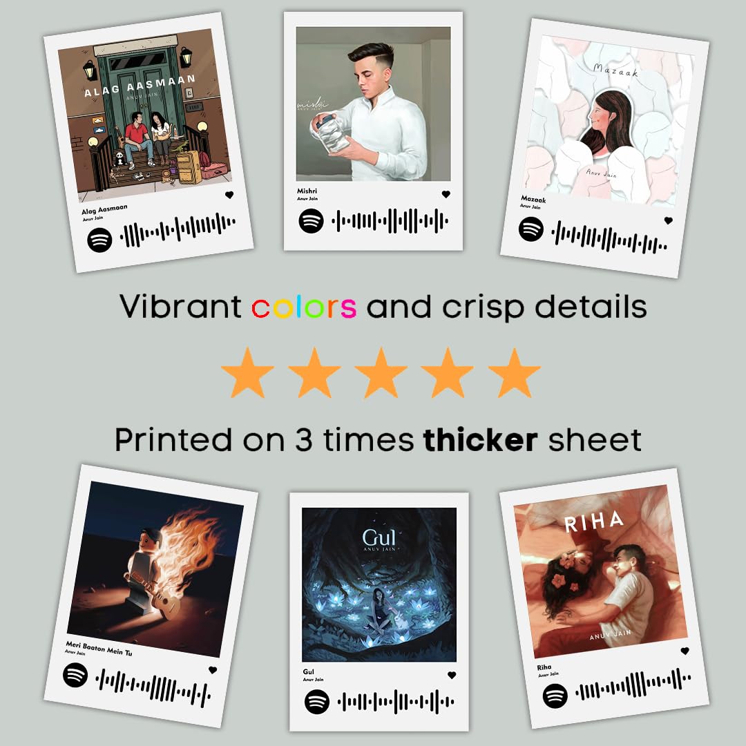 INDOART NET - Anuv Jain Photocards | Mini Posters Kit (Set of 16) | Baarishein, Alag Aasmaan, Husn Photocard Size (8 x 6 cm) Posters for Phone Accessories, Bedroom, Office, Living room (Anuv Jain) 3