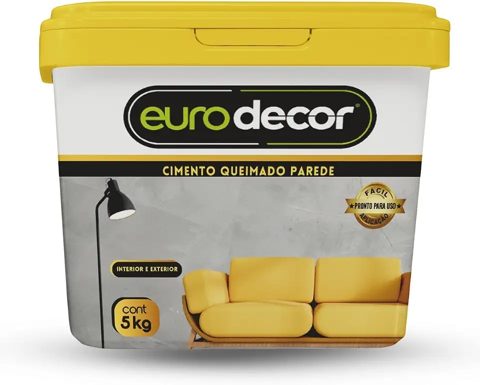Cimento Queimado 5KG Euro decor para Parede e Piso | Revestimento Decorativo com Efeito Cimento Queimado, Acabamento Moderno e Alta Durabilidade (Crômio, 5KG)