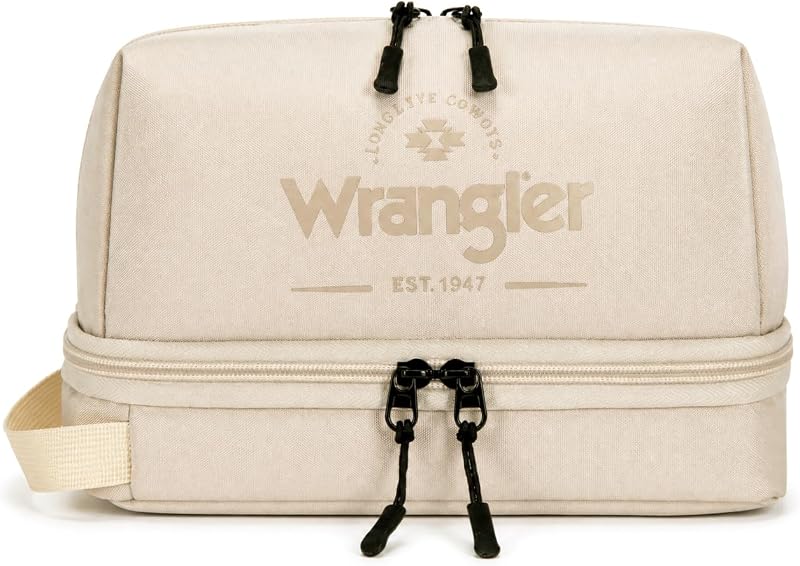 Necessaire de viagem Montana West com zíper e alça para pendurar, poliéster, cor Tan