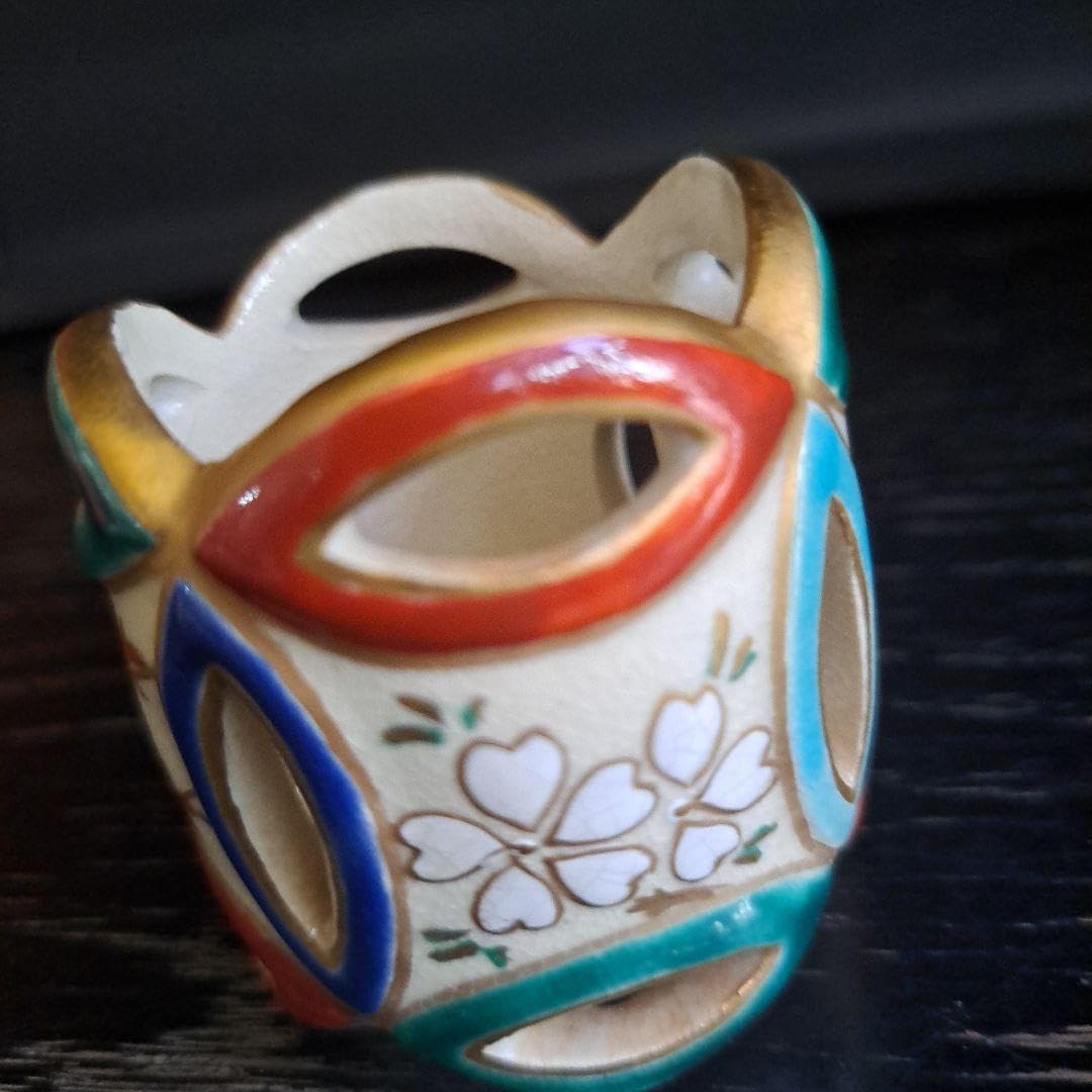 Amazon.co.jp: 茶道具 蓋置 色絵 四季七宝 静閑寺窯 仕覆付 共箱入