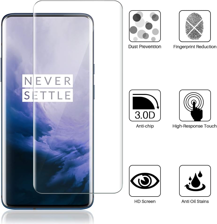 LK 3 Pack Screen Protector Compatible with Oneplus 7 Pro/Oneplus 7t Pro/Oneplus 7 Pro 5G, Ultrasonic Fingerprint Compatible, Flexible TPU Film HD Transparent, Case Friendly
