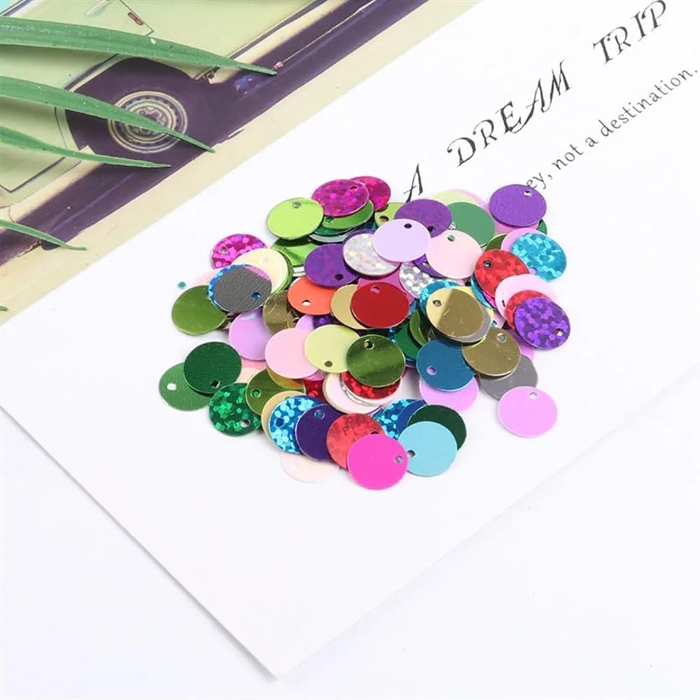 Plastic Sequins,DIY Crafts, Plastic Sequins 15mm Flat Back with 1 Side Hole Pack of 120 Multicolor(AB White)