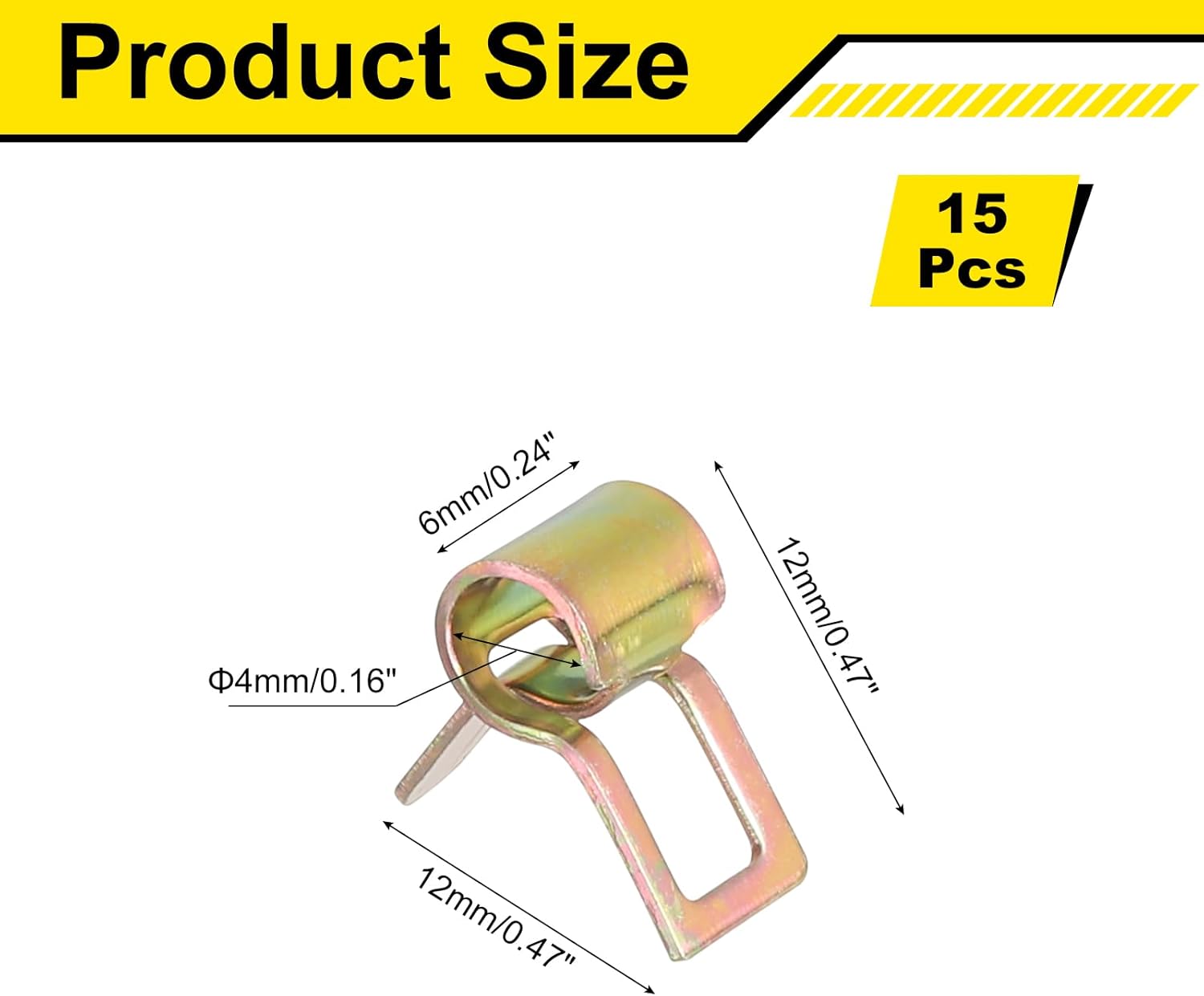 uxcell 15Pcs Spring Band Type Action Fuel/Silicone Vacuum Hose Pipe Clamp, 4mm Low-Pressure Air Spring Hose Clip Clamp for Automotive Oil Pipe Water Pipe, Color Zinc