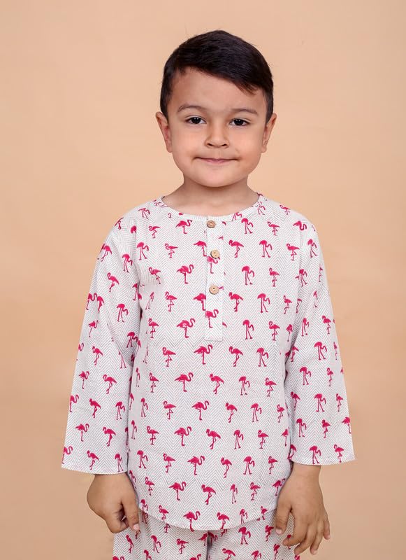 Image of Boys Cotton Night Suit | Jaipur Handblock Print Pajama Set for Kids | Boys Sleepwear | Kids Pajama Set | Baby & Toddler Sleep Suit | Combo Pack of 2