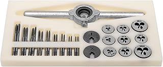31-Piece Metric Tap and Die Set M1 M1.1-M2.5, High-Speed Steel Thread Repair Kit with Adjustable Wrench, Hand Tools Kit for Metal/Wood/Plastic, Portable Storage Case