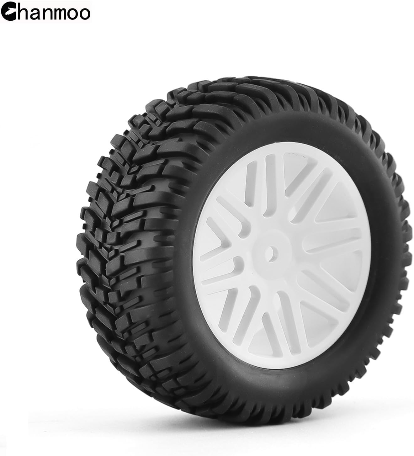1/10 RC Off Road Tires And Wheels 12mm Hex Rubber Short Course Truck Tyres With Foam Insert For 1:10 Scale Buggy Car ARRMA Traxxas Wltoys 144001 Losi HSP 94107 94170 94155 94177 4PCS (White)
