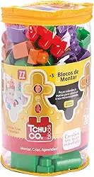 Brinquedo Educativo Pedagógico Blocos de Montar com Bolsa Organizadora para Crianças (77 peças)