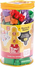Brinquedo Educativo Pedagógico Blocos de Montar com Bolsa Organizadora para Crianças (77 peças)
