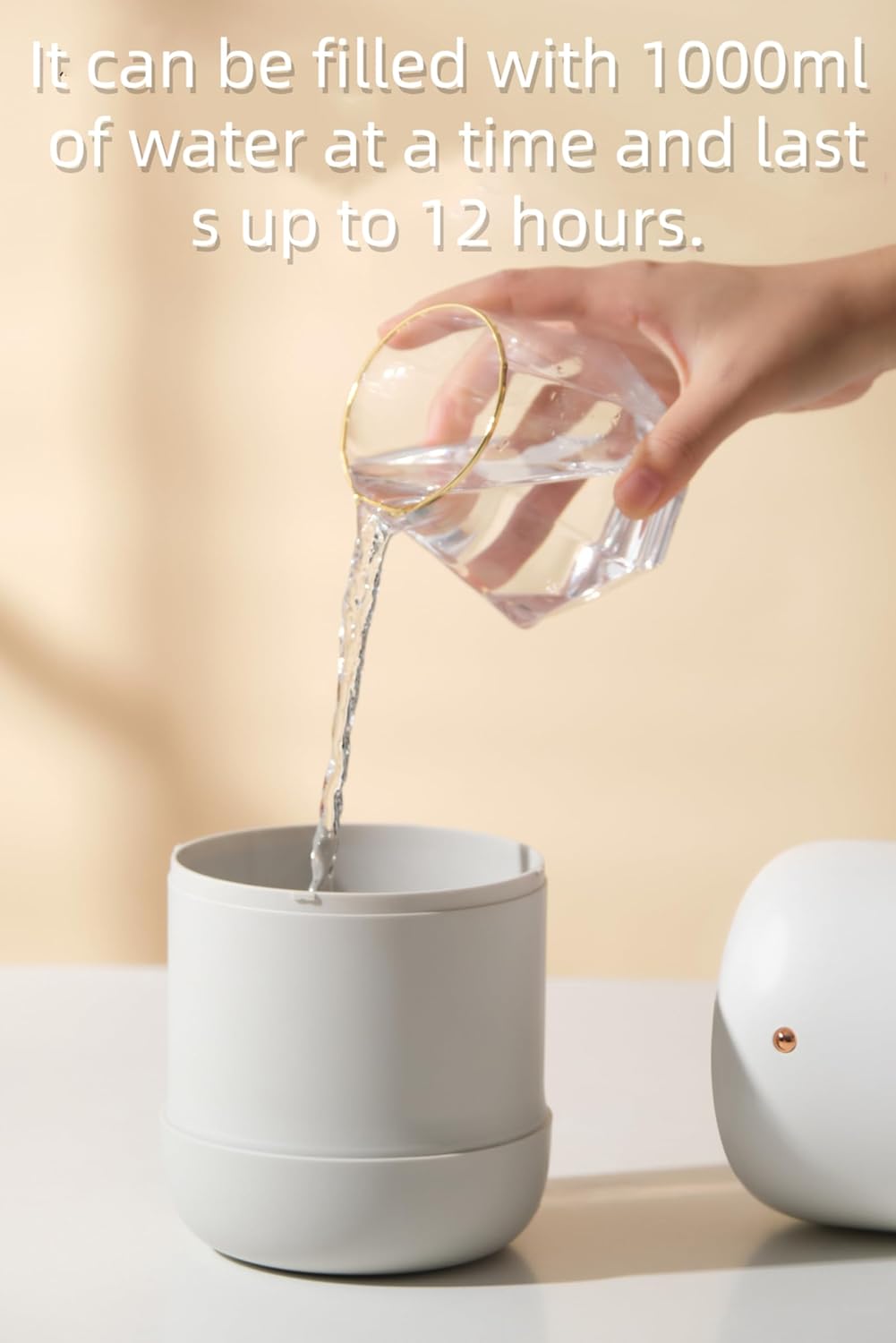 Dual Jet Humidifier, Usb Charging Led Digital Display 1l Large Capacity Cordless Portable Humidifier for Bedroom, Nursery and Office, Lasts 12 Hours greener