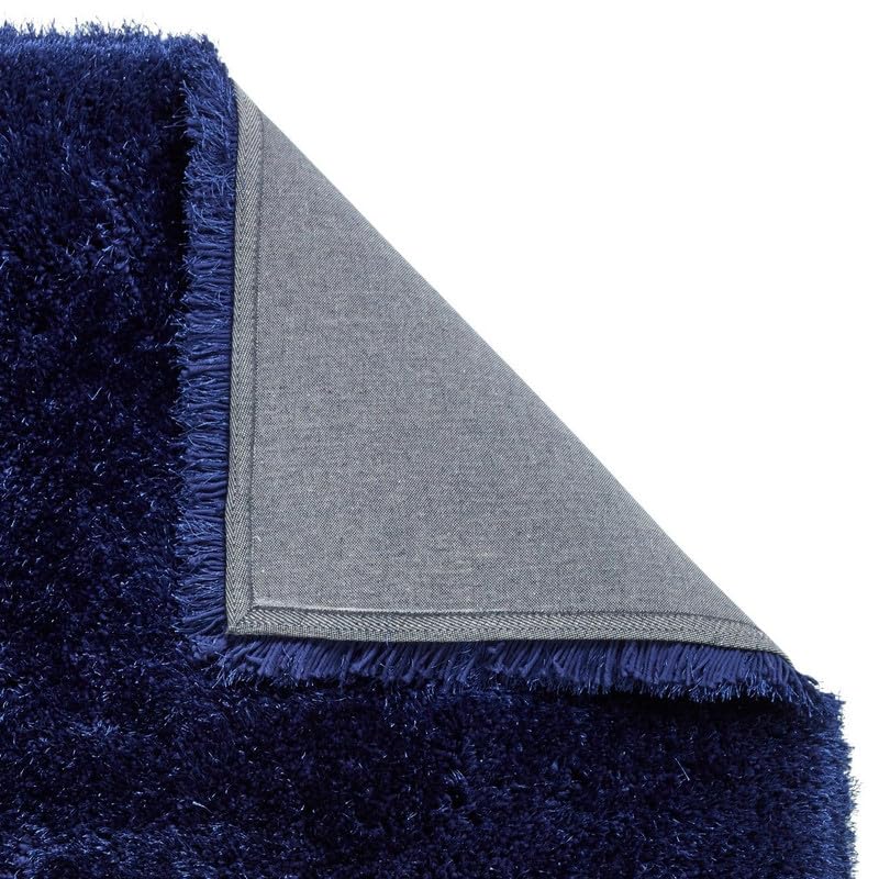 Image of Square Plain Fur Rugs Bedroom and Living Room 4x4 Feet Modern Home Decor Handwoven Extra Comfy Premium Shag Navy Blue Color