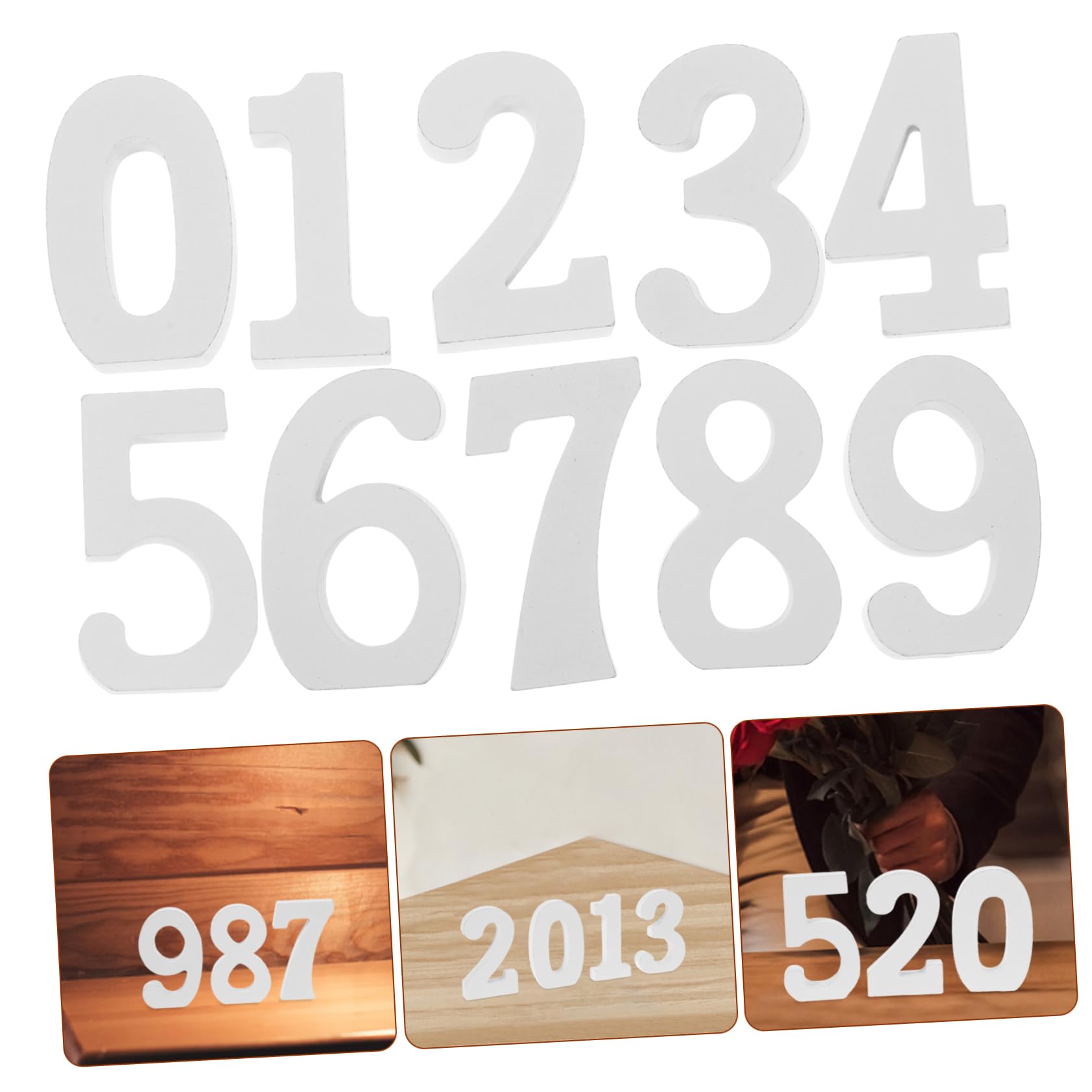 SEWACC 10pcs Charcuterie Numbers Fillable Wooden Number Decor Warm White Finish for Birthday Wedding Party