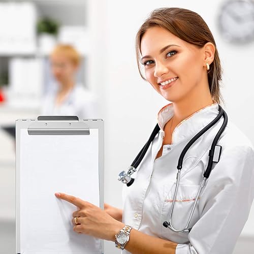 Miniatura 12 de ZCZN Portapapeles de aluminio con almacenamiento, paquete de 2 cajas de portapapeles de metal reciclado, soporte para formulario, adecuado