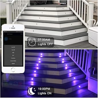 Sumaote LED Deck Lights Kit, 6 pcs 1.22 Inch WiFi Smart Phone Control Recessed RGBW Deck Lighting Outdoor Waterproof Low Voltage Landscape Lighting for Floor Stairs Steps Path Patio Decor, Black
