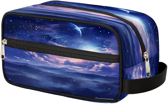 Toiletry Bag for Men Women, Purple Galaxy Nebula Hanging Dopp Kit Moon Cloud Water Resistant Shaving Bag Travel Toiletry Organizer with Large Capacity for Travel Accessories