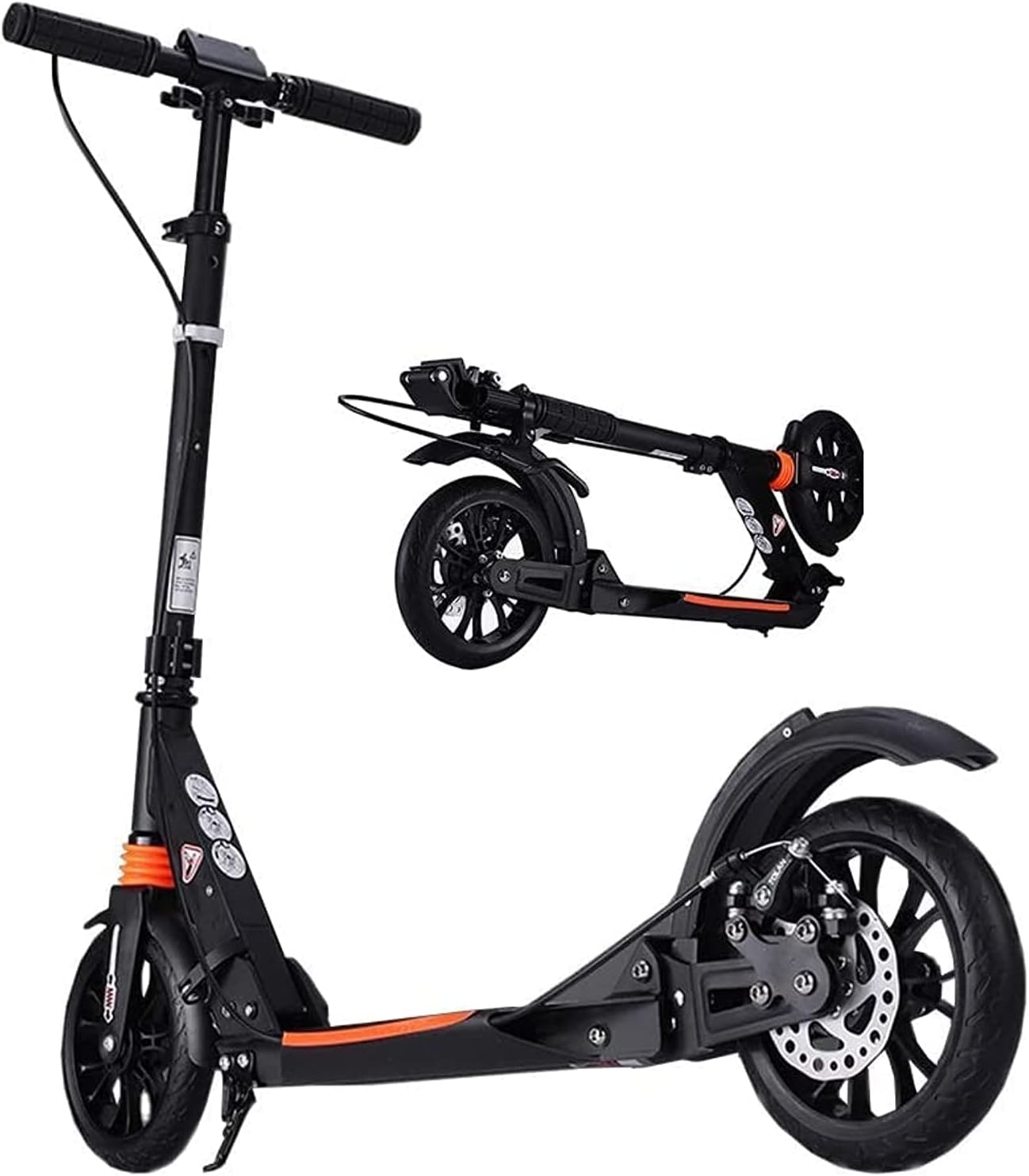 Scooters For Adults - With Double Shock Absorption System, Disc Brakes, 3 Height Adjustable, Support 100kg Weight, Suitable For Teenagers And Children Over 8 Years Old.black color