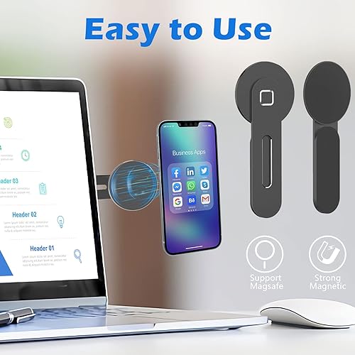 Miniatura 6 de imluckies Soporte magnético para teléfono portátil, clip de montaje lateral ajustable para monitor de computadora compatible con iPhone 141312