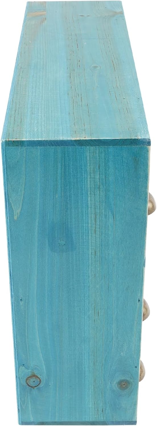 14 Drawer Storage Cabinet, Wooden Storage Box Desk Office Organizer Small Library Card Catalog Cabinet Vintage Tabletop Drawer Organizer Miniature Apothecary Cabinet for Home Office (Blue)