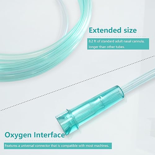 Miniatura 3 de Paquete de 5 cánula nasal de oxígeno suave para adultos, tubo de cánula nasal estándar de 8.2 pies para concentrador de oxígeno, tubo de oxígeno