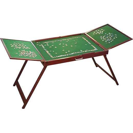 Bits and Pieces Fold-and-Go Wooden Jigsaw Table - Folding Jigsaw Puzzle Table - Puzzle Accessories - Portable Puzzle Table & Puzzle Storage- 25" x 34"