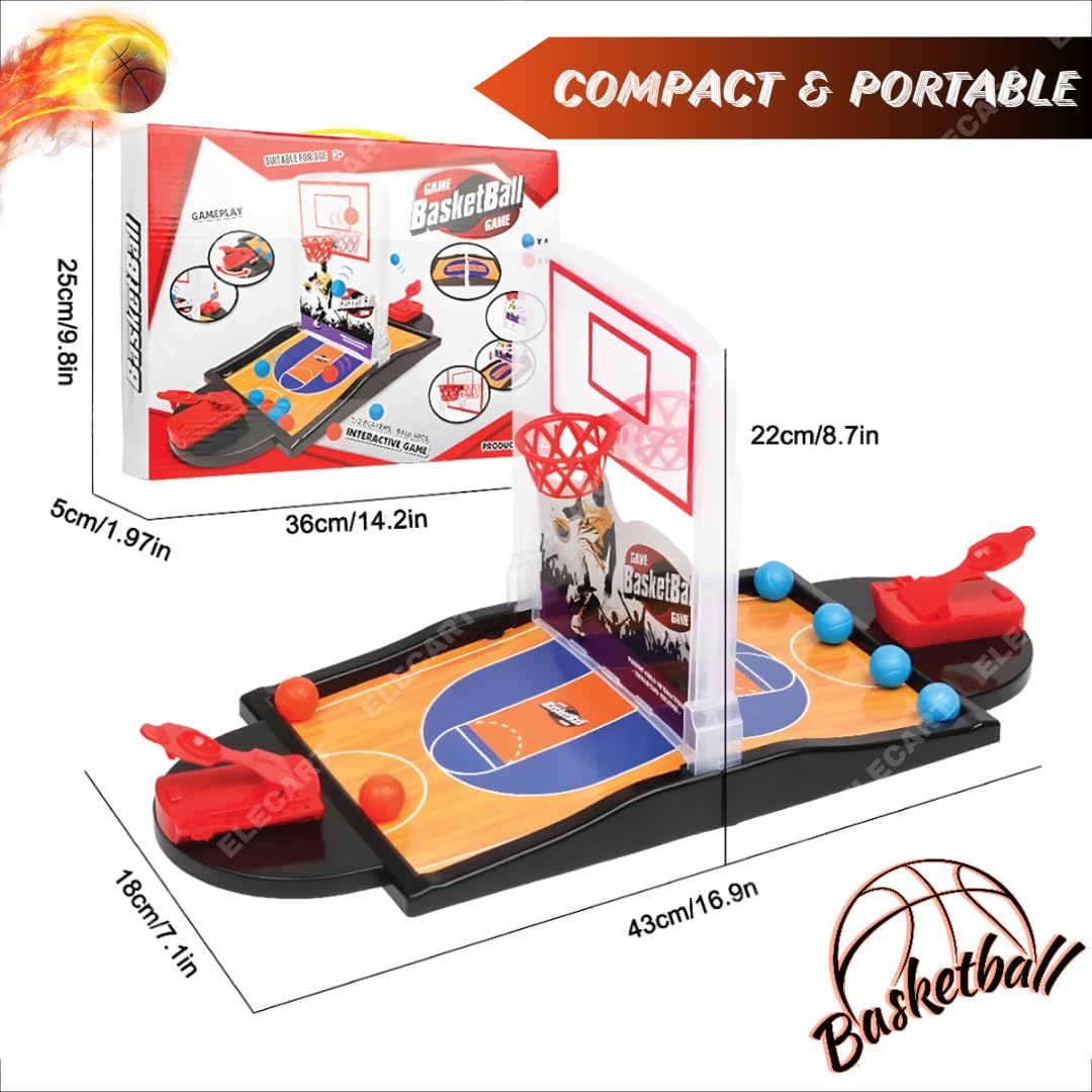 Elecart Desktop Basketball Game for Kids & Adults | Mini Tabletop Basketball Shooting Game | Indoor Board Game with Dual Launchers | Stress Relief Office Toy | Hand-Eye Coordination 4