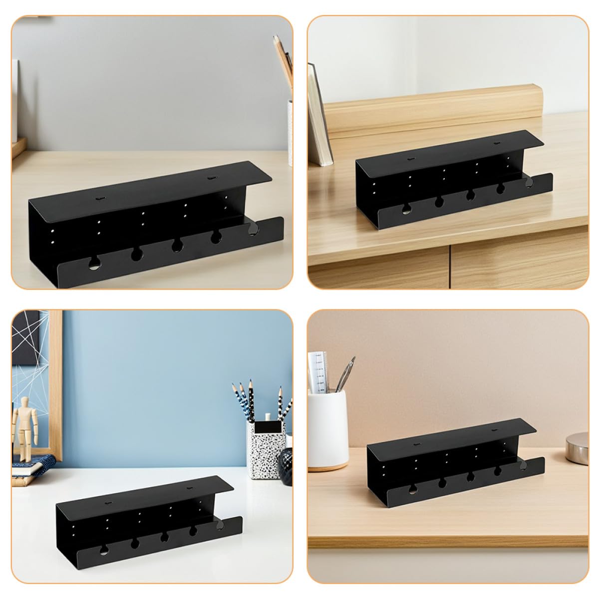 PRETYZOOM Organizador de Cables para Escritorio de 2 Piezas Estante Resistente Ps, Capacidad Grande y Múltiples Compartimentos para Gestión Debajo del Escritorio en Oficina o Estudio