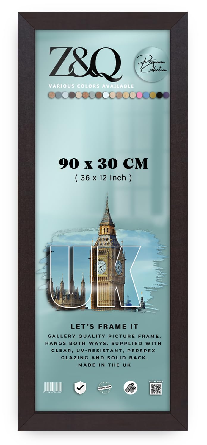Z&Q | Minimalist MDF Wall Frame (90 x 30 CM) Home & Office Picture Display, Wood 36 Inch x 12 Inch Elegant Design, 900 x 300 mm [ Mahogany ]